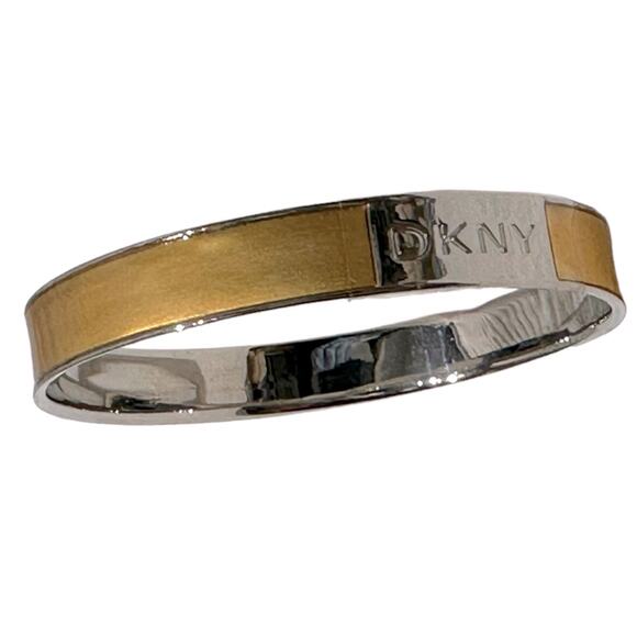 DKNY  - Stainless Steel Enameled Bangle Bracelet with Logo Plate, EUC - Picture 8 of 12